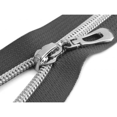 Spirálový zip se stříbrnými zoubky šíře 7 mm délka 75 cm - 312 šedá tmavá – Hledejceny.cz