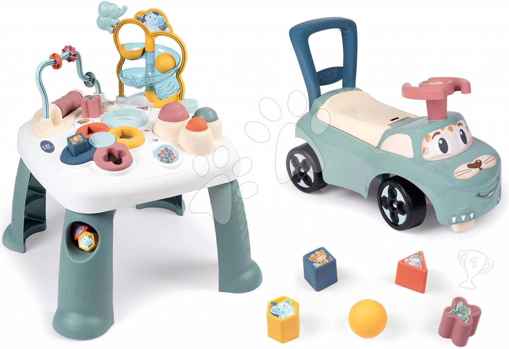 Smoby Set didaktický stolek Activity Table Little a odrážadlo Auto s úložným prostorem a opěrkou