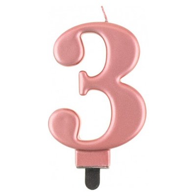 Godan Svíčka narozeninová číslice 3 metalická rosegold