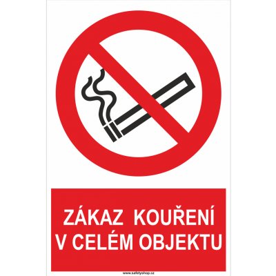 Zákaz kouření v celém objektu ISO 7010 samolepící vinylová fólie 200x150 mm – Zboží Dáma