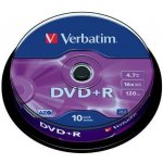 Verbatim DVD+R 4,7GB 16x, Advanced AZO+, cakebox, 10ks (43498) – Zboží Živě