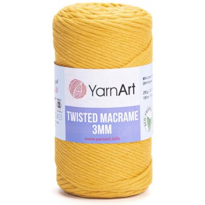 Pletací příze YarnArt TWISTED MACRAME 3mm 796 hořčicově žlutá, jednobarevná, 250g/195m – Zboží Mobilmania
