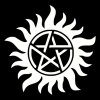 Samolepka na notebook Samolepka (na auto, notebook) Supernatural (Lovci duchů) - pentagram - bílá (3)