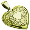 Přívěsky Šperky4U Zlacený ocelový přívěsek medailon otevírací srdíčko s ornamenty OPP1774 GD