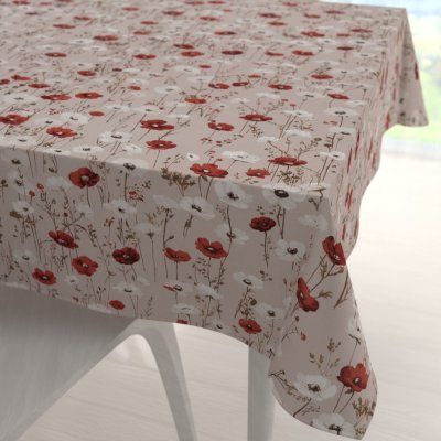 Biante bavlna čtvercový ubrus Sandra SA-631 Červeno-bílé vlčí máky na šedobéžovém 120x120 cm – Sleviste.cz