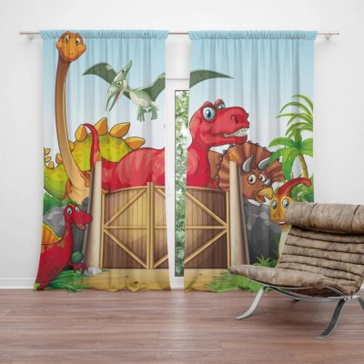 Sablio Závěs Dinosauři 4: 2ks 140x250cm – Hledejceny.cz
