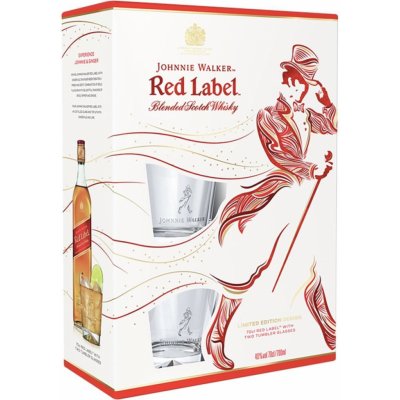 Johnnie Walker RED 40% 0,7 l (dárkové balení 2 sklenice) – Zboží Mobilmania