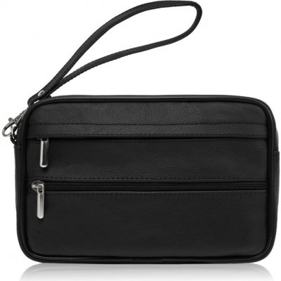 Abruzzo Dvoukomorová pánská etue do ruky přírodní kůže černá – Hledejceny.cz