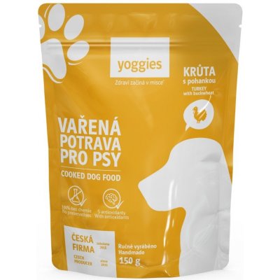 150g Yoggies Vařená potrava pro psy – krůtí maso s pohankou a kloubní výživou