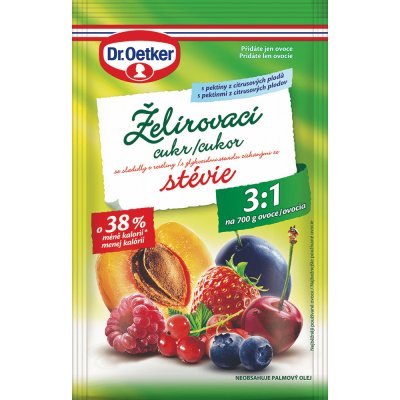 Dr. Oetker Želírovací cukr se sladidly z rostliny stévie 250 g – Sleviste.cz