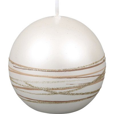 Vánoční svíčka koule SATURN metalická lesklá Ø 6 cm bílá – Hledejceny.cz
