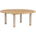 Nerezový jídelní stůl Equinox, Barlow Tyrie, kulatý 180x70 cm, rám nerez, teaková deska – Zboží Mobilmania