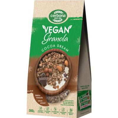 Cerbona Vegan Čokoládovo-mandľová granola bez pridaného cukru 300g – Zboží Mobilmania