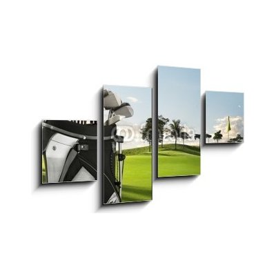 Obraz 4D čtyřdílný - 100 x 60 cm - golf equipment and course golfové vybavení a kurz – Hledejceny.cz