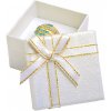 Dárková krabička JKBOX Bílá papírová krabička s mašlí se zlatým okrajem IK011