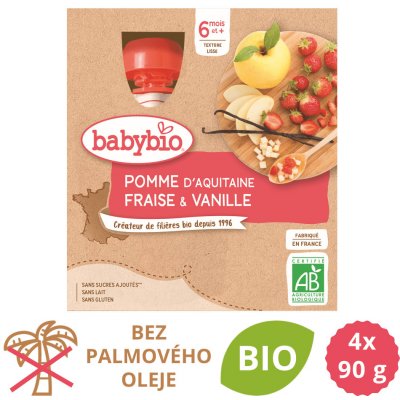 Babybio jablko jahoda vanilka 4 x 90 g – Hledejceny.cz