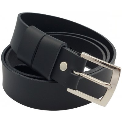 Opaskujse kožený opasek černá kůže spona hranatá leštěná pochromovaná – Zboží Dáma