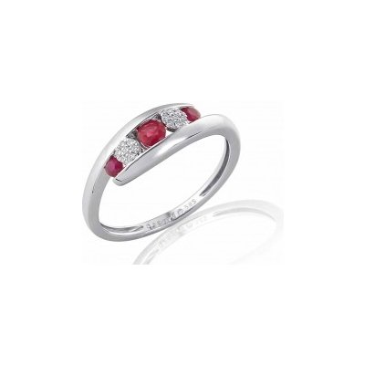 Klenoty Budín prsten s diamantem bílé zlato briliant červený rubín 3861968 – Zboží Mobilmania