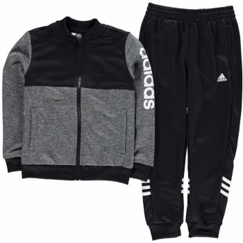 Adidas Linear Logo Tracksuit Junior Boys DkGrey Blk Wht