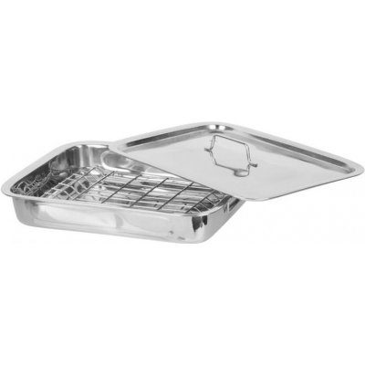 MagicHome Pekáč nerez 38x28x6 cm s pokličkou a roštem na grilování – Zbozi.Blesk.cz