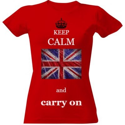 Tričko s potiskem KEEP CALM AND CARRY ON Červená – Zboží Mobilmania