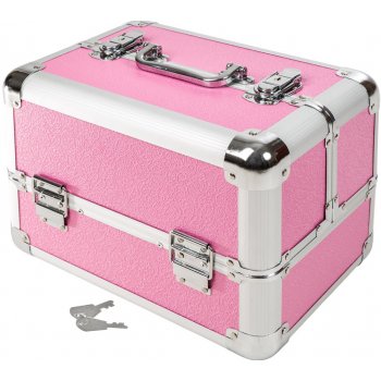 TecTake 401069 Kosmetický kufřík se 4 přihrádkami růžová umělá hmota