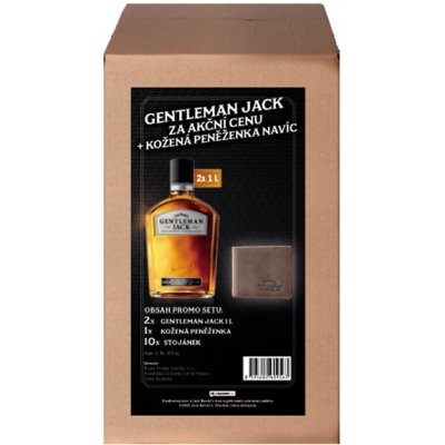 Jack Daniel's Gentleman Jack 40% 2 x 1 l (Set kožená peněženka)