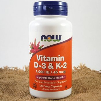 Now Vitamin D3 & K2 1000 IU 45 μg x 120 rostlinných kapslí