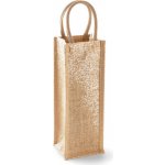 Westford Mill Dárková třpytivá jutová taška na láhev WM433 Natural Gold 12 x 35 x 11 cm – Sleviste.cz