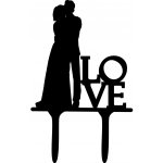 Zápich - Novomanželé s nápisem Love – motiv č. 1 Velikost: Buk: šířka 20 cm – Hledejceny.cz