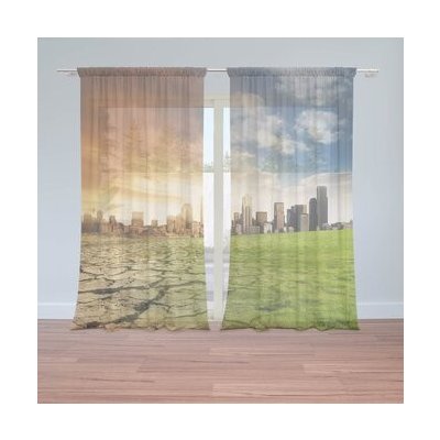Sablio Záclony Vyprahlá zem před mrakodrapy: 2ks 150x250cm – Hledejceny.cz