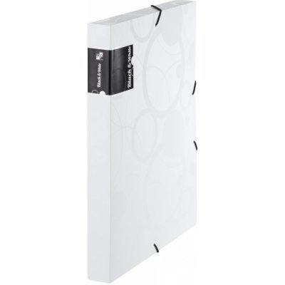 Karton P+P Plastový box s gumičkou Black&White A4, bílá