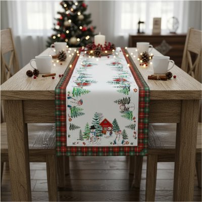 Mybesthome Vánoční ubrus - běhoun SNOWMANS FAMILY 40x140cm – Hledejceny.cz