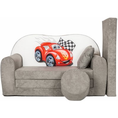 FIMEX Rozkládací dětská pohovka s bobkem a polštářkem Cars Šedá – Zboží Dáma