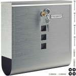 MONZANA® Poštovní schránka křížový zámek s měděnou uzamykací vložkou otočný kryt 31x10x34 cm průhledové okénko jmenovka přihrádka na noviny snadná montáž nerezová ocel 2 klíče poštovní schránka stříbr – Sleviste.cz