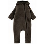 Merino overal na zip s oušky pro děti Mikk Line hnědý Dark Brown Melange – Zboží Dáma