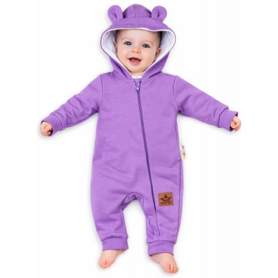 Baby Nellys Kojenecký teplákový overal s kapucí Teddy fialový – Hledejceny.cz