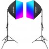 Softboxy Kit Neewer dva softboxy a žárovky RGB 24W 2700-6500K NK800