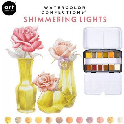 Art Philosophy, 590260, Watercolor Confections, akvarelové barvy v pánvičkách, Shimmering Lights, 12 ks