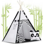 Ricokids teepee stan pro děti s girlandou a světly černobílý s pandou – Zboží Dáma