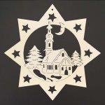 AMADEA Dřevěná ozdoba hvězda s kostelem 18 cm – Hledejceny.cz