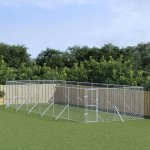 vidaXL Venkovní psí kotec stříbrný 400 x 1200 x 200 cm – Zboží Dáma