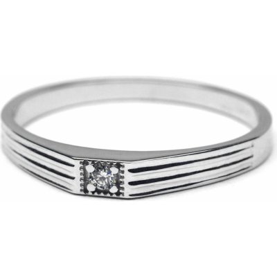 Klenoty Budín zásnubní prsten z bílého zlata s diamantem a gravírováním J 28234 17