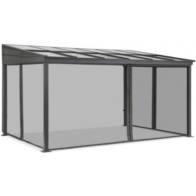 Garden Point Tarragona s moskytiérou Hliníkový přístřešek na terasu 3 x 6 m antracitový – Zboží Mobilmania