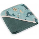Petite&Mars Osuška bambusová s kapucí Loulou Whale Song 100 x 100 cm – Zboží Dáma