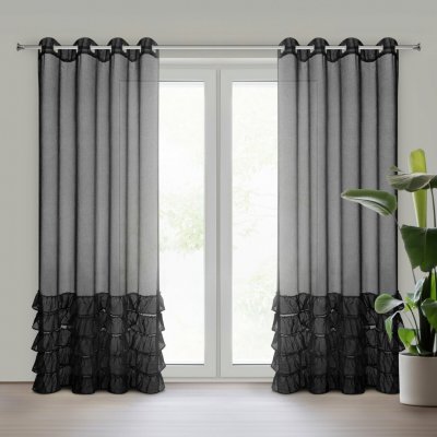 EUROFIRANY ZÁCLONA NA KROUŽCÍCH DANI1 140X250 CM ČERNÁ – Hledejceny.cz