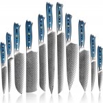 Izmael 11 ks Sada damaškových kuchyňských nožů Tukami Modrá – Zboží Dáma