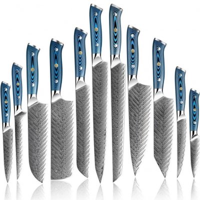 Izmael 11 ks Sada damaškových kuchyňských nožů Tukami Modrá – Zboží Dáma