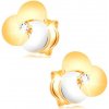 Náušnice Šperky eshop zlaté diamantové náušnice čirý briliant ve velkém dvoubarevném květu BT501.51
