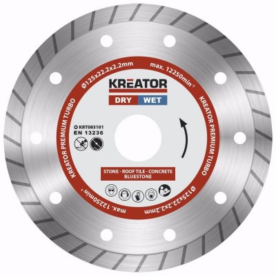 KREATOR KRT083101 Diamantový kotouč celoobvodový 125mm PREMIUM TURBO